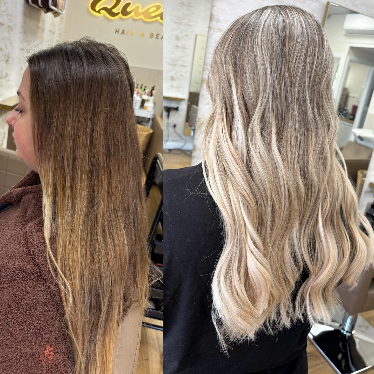 Brunette to blonde transformation by Queens Hair & Beauty